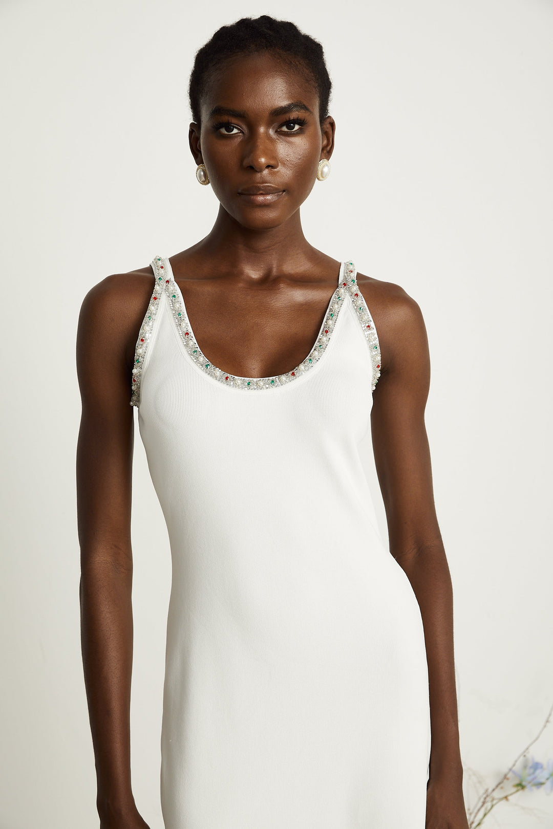 Levoire | Ensemble De Gilet En Tricot Et Robe Ornée De Perles Blanches