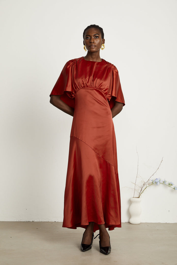 Levoire | Capuche Rouge Sans Manches Dos Ouvert Maxi Robe