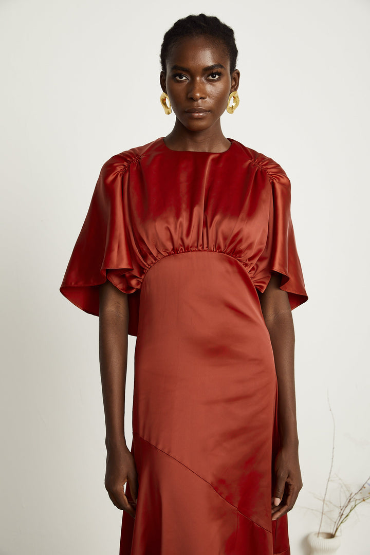 Levoire | Capuche Rouge Sans Manches Dos Ouvert Maxi Robe