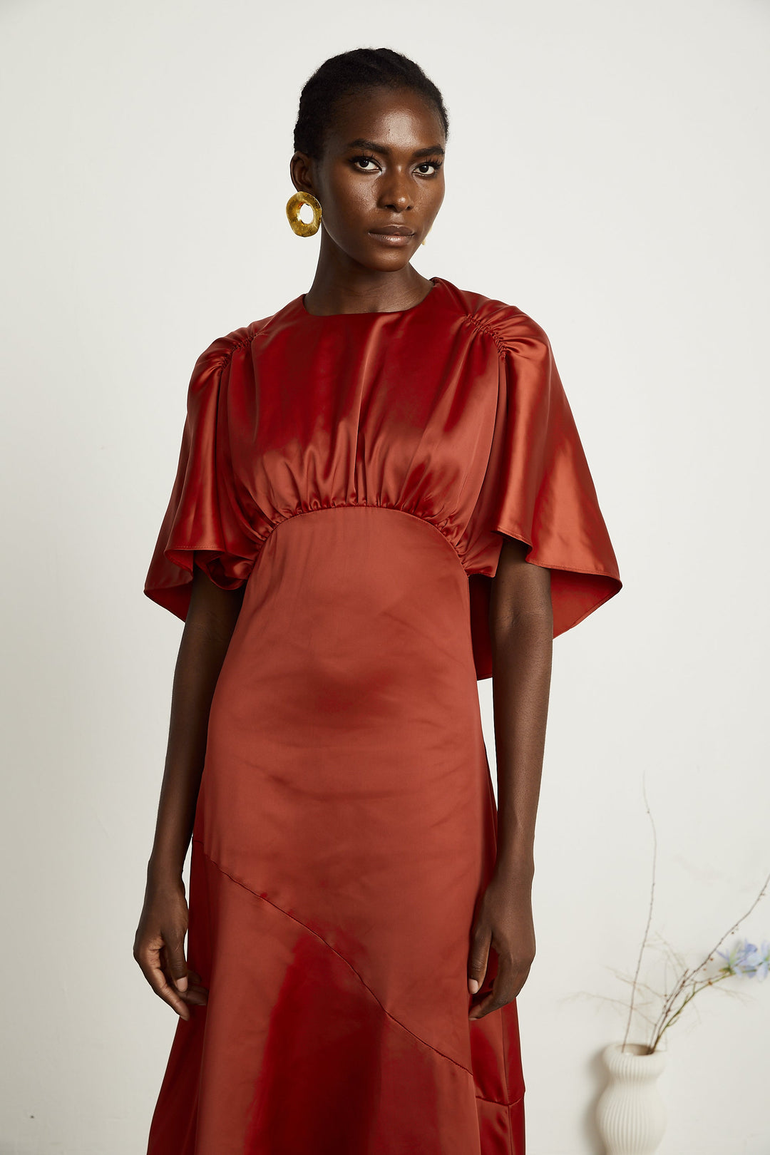 Levoire | Capuche Rouge Sans Manches Dos Ouvert Maxi Robe