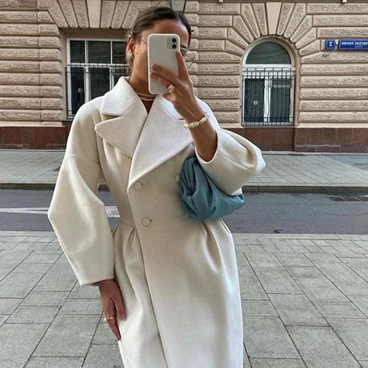Levoire | Housse de lumière Col inversé Manteau long Blanc