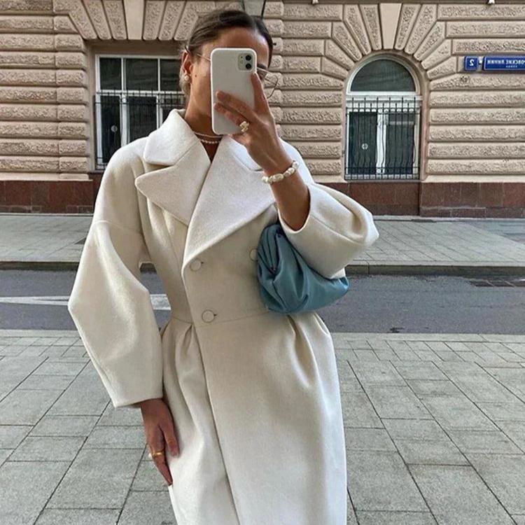 Levoire | Lanterne Pipe Vendekrage Long Veste Blanc