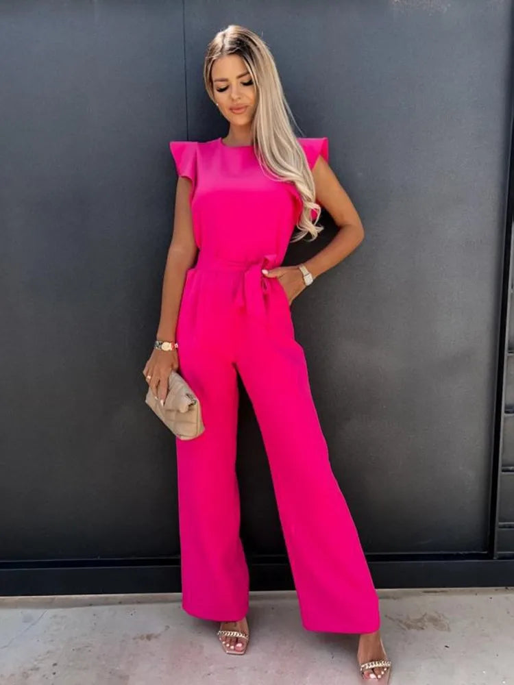 Levoire | Combinaison Élégante Avec Jambes Larges Rosa Rouge