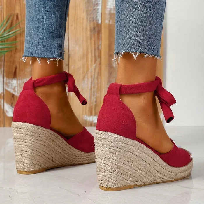 Levoire | Espadrille Wedge Sandales Avec Lacets Et Bout Ouvert