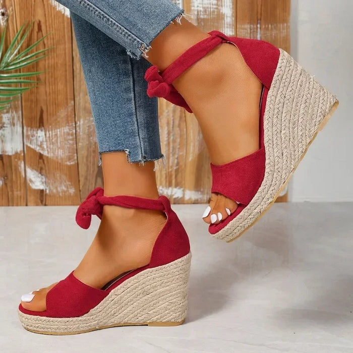 Levoire | Espadrille Wedge Sandales Avec Lacets Et Bout Ouvert