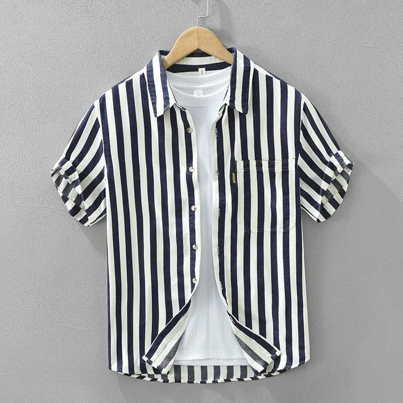Levoire | Chemise Decontractee À Rayures Confortable Hommes Bleu