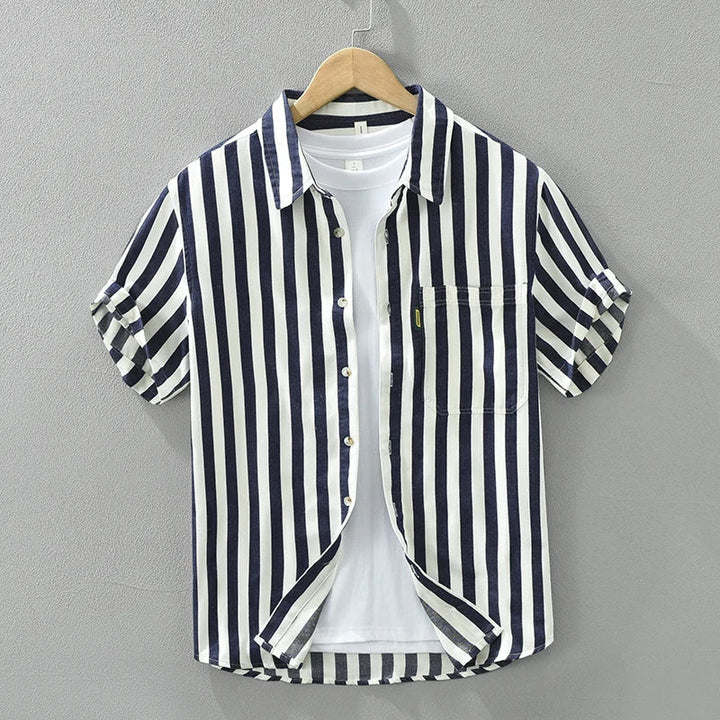 Levoire | Chemise Decontractee À Rayures Confortable Hommes Bleu