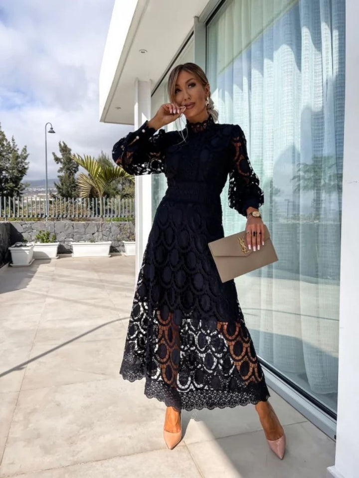 Levoire | Robe Élégante À Jupe Plissée Noir