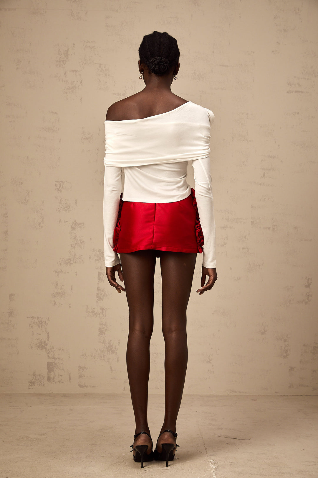 Levoire | Blanc Top En Jersey Asymétrique Tordu