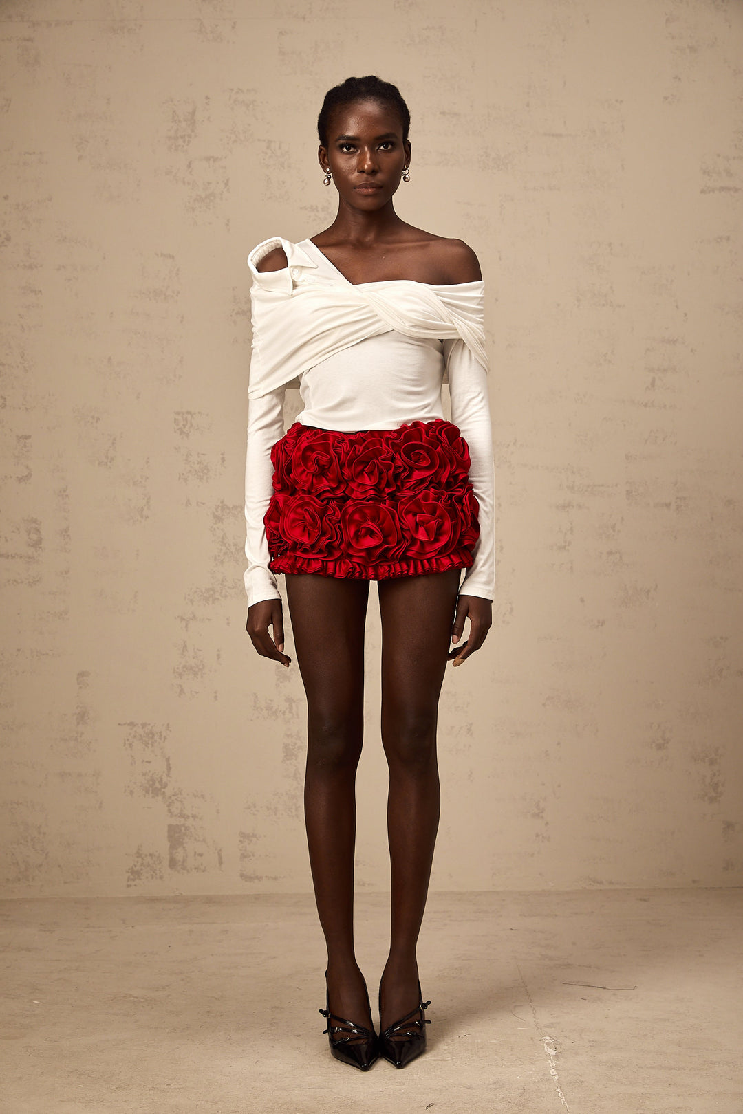 Levoire | Blanc Top En Jersey Asymétrique Tordu
