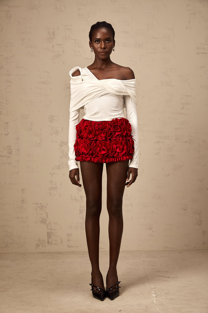 Levoire | Blanc Top En Jersey Asymétrique Tordu
