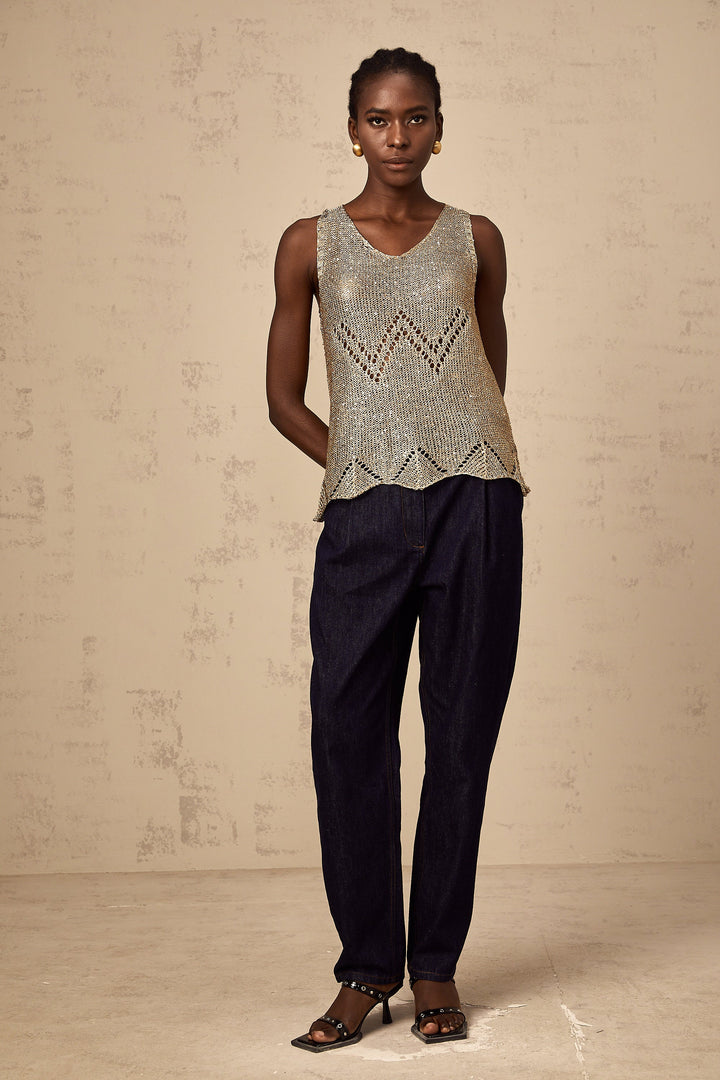 Levoire | Top En Crochet À Paillettes Dorées