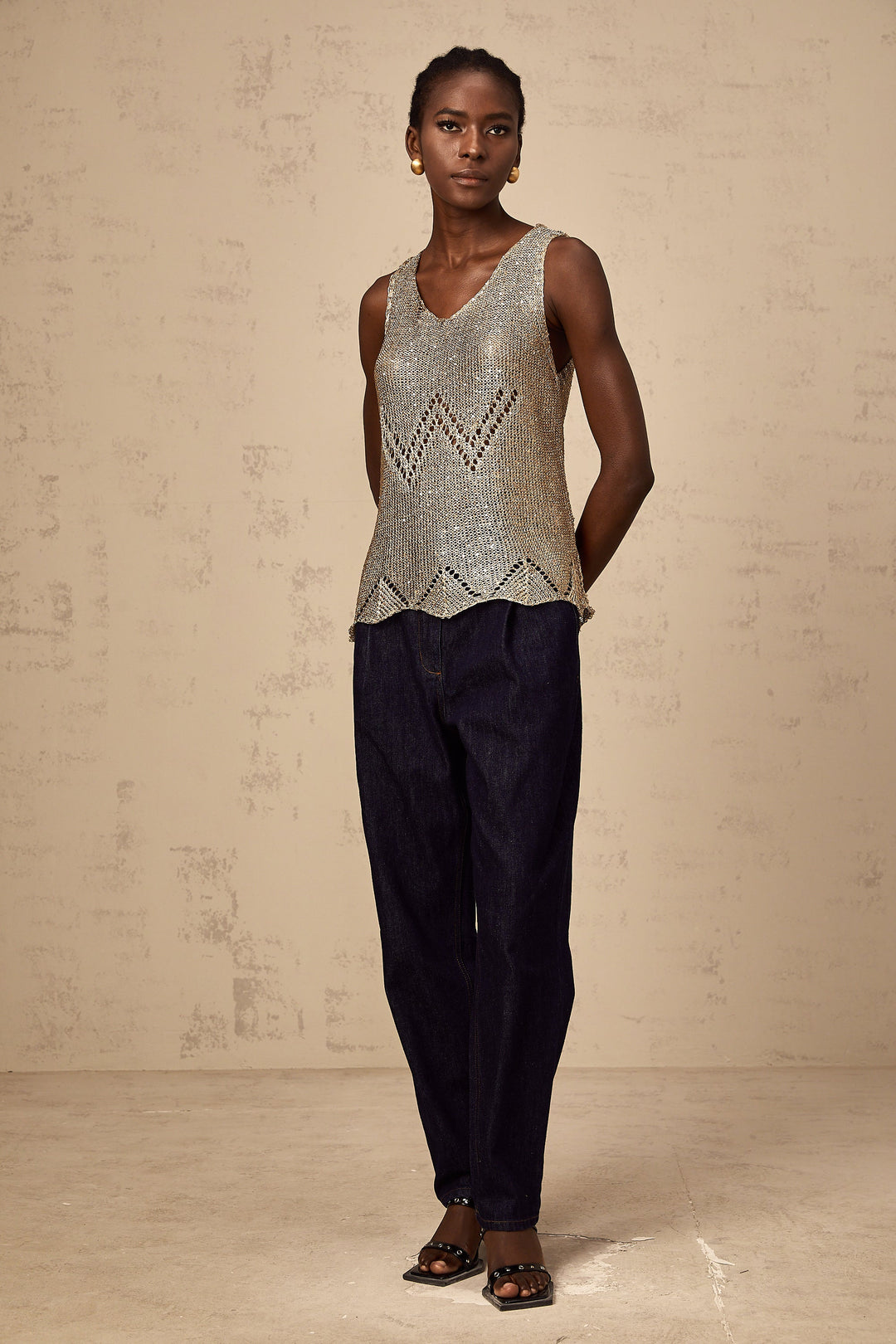 Levoire | Top En Crochet À Paillettes Dorées