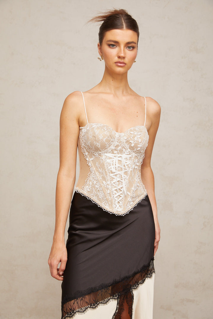Levoire | Top Bustier Floral-Panneaux En Dentelle