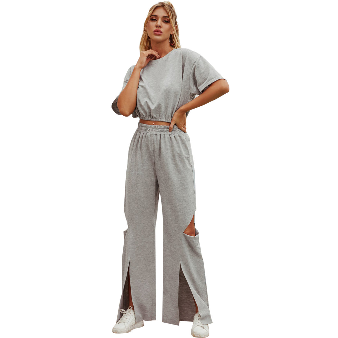 Pantalons de loisirs décontractés pour femmes taille haute avec fentes à la mode Levoire