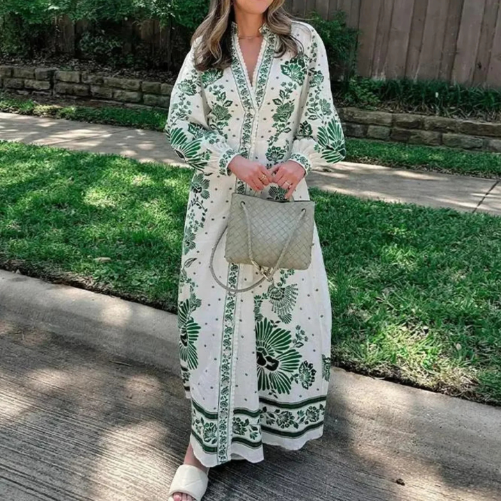 Levoire | Robe Maxi Avec Impression Bleu Royal Blanc