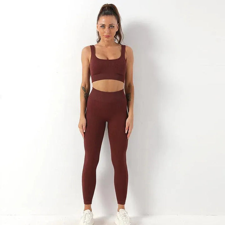 Levoire | Pantalons de yoga associés à un débardeur de yoga Café Série Olkatu