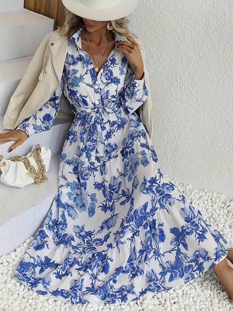 Levoire | Robe Midi Bohème De Vacances Avec Manches Longues