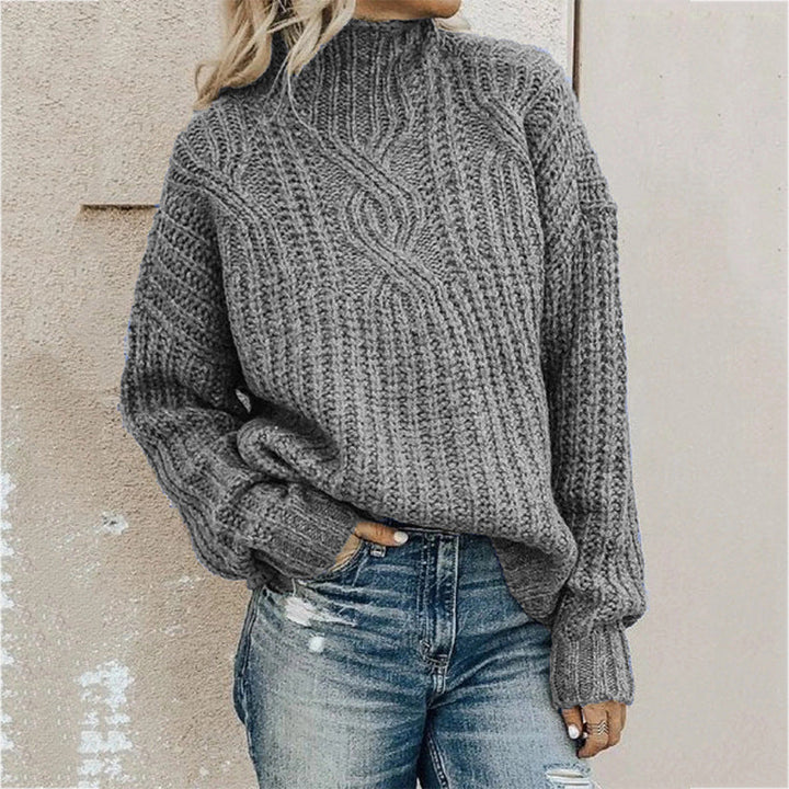 Levoire | Pull En Tricot Torsadé À Col Haut Pour Femmes Gris