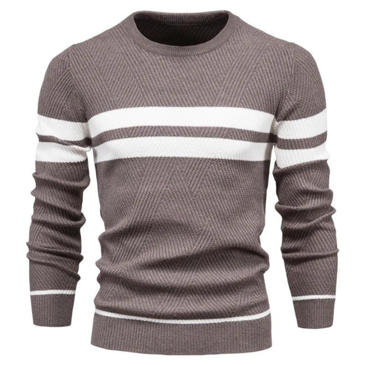 Levoire | Pull Homme Classique Avec Rayures Braun