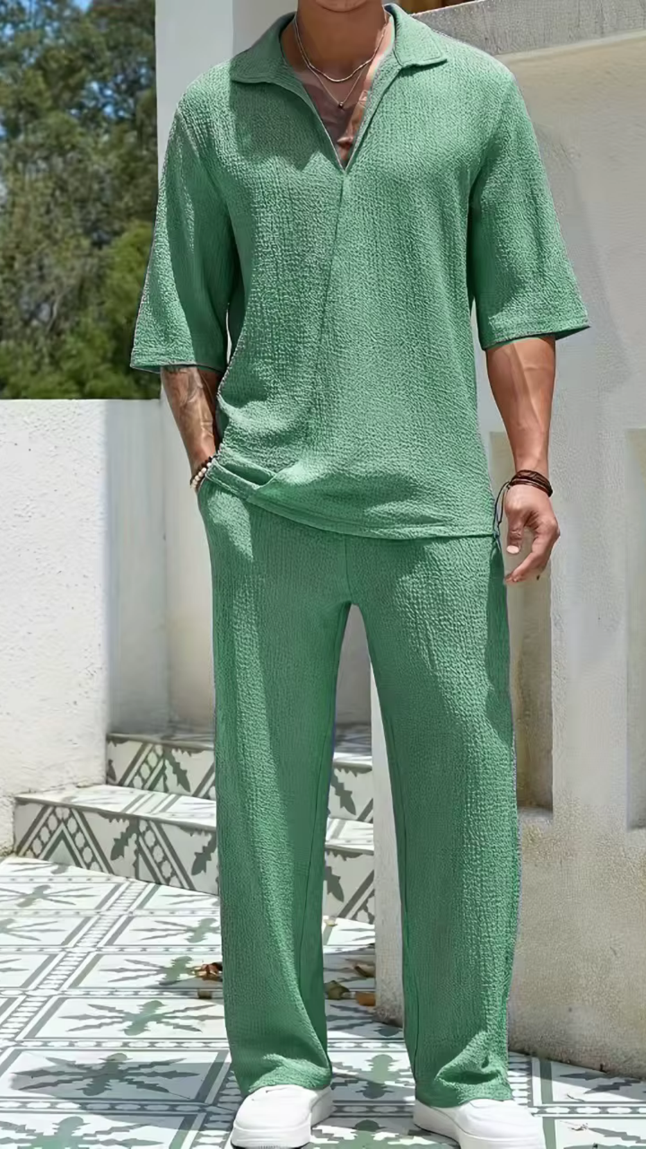 Levoire | Ensemble décontracté en texture Vert