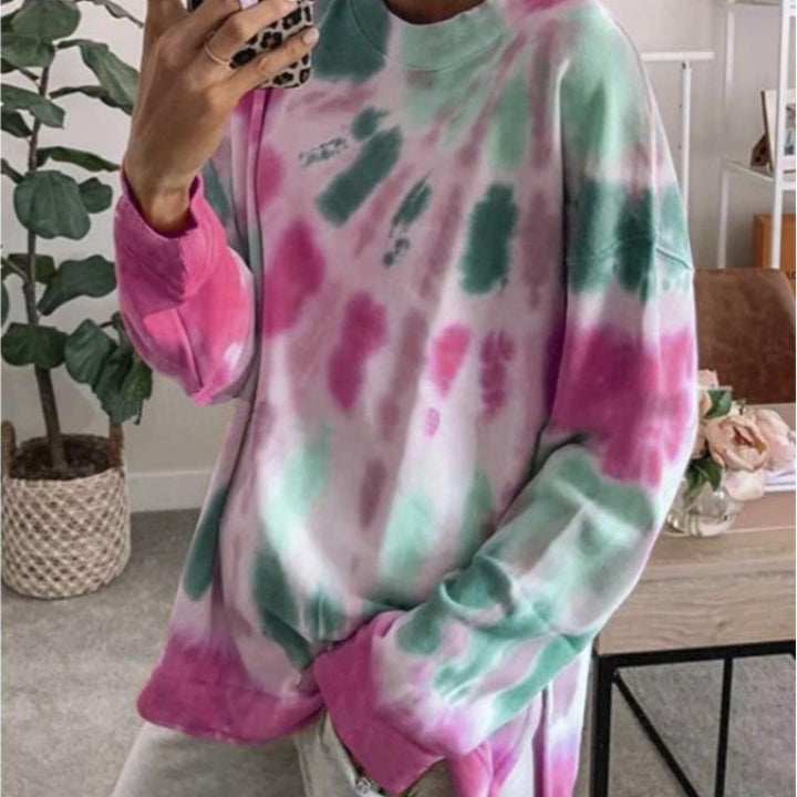 Sweat-shirt décontracté pour femmes en tie-dye avec coupe oversize et encolure ronde confortable Levoire