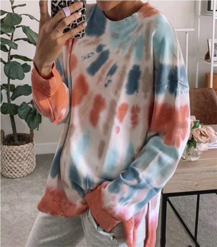 Sweat-shirt décontracté pour femmes en tie-dye avec coupe oversize et encolure ronde confortable Levoire