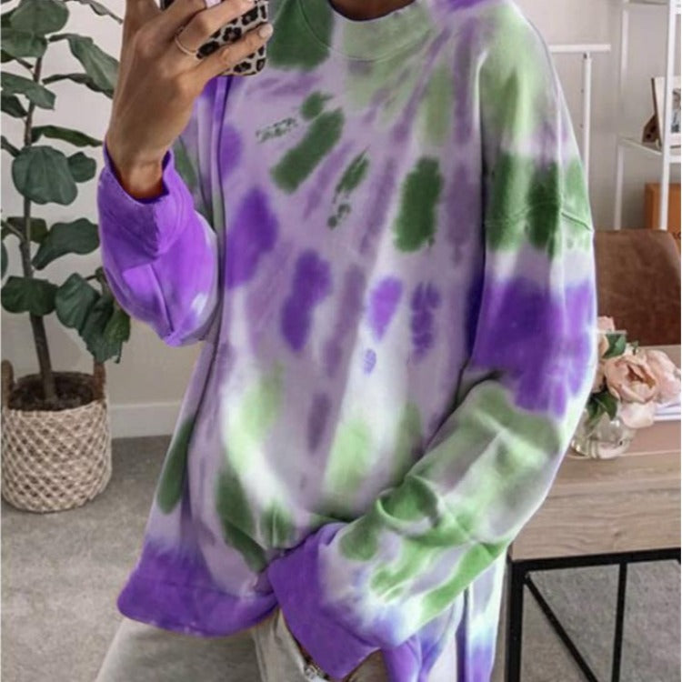 Sweat-shirt décontracté pour femmes en tie-dye avec coupe oversize et encolure ronde confortable Levoire