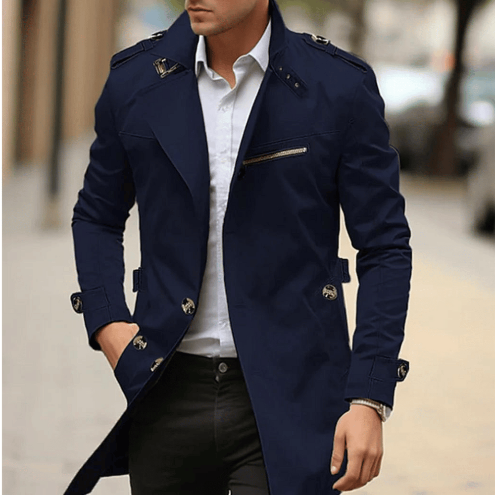 Levoire | Trench-Coat Classique Pour Hommes bleu foncé