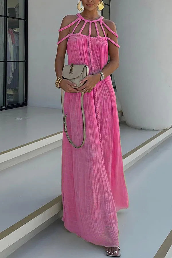 Levoire | Été Manches Courtes Robe Classique Rosa Une taille