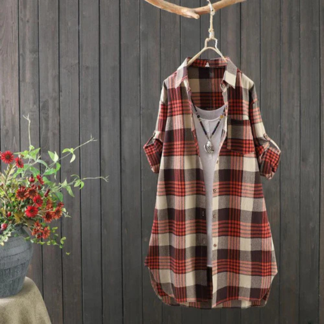 Levoire | Chemise à carreaux surdimensionnée à manches longues Rot