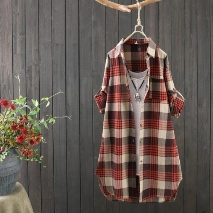 Levoire | Chemise à carreaux surdimensionnée à manches longues Rot