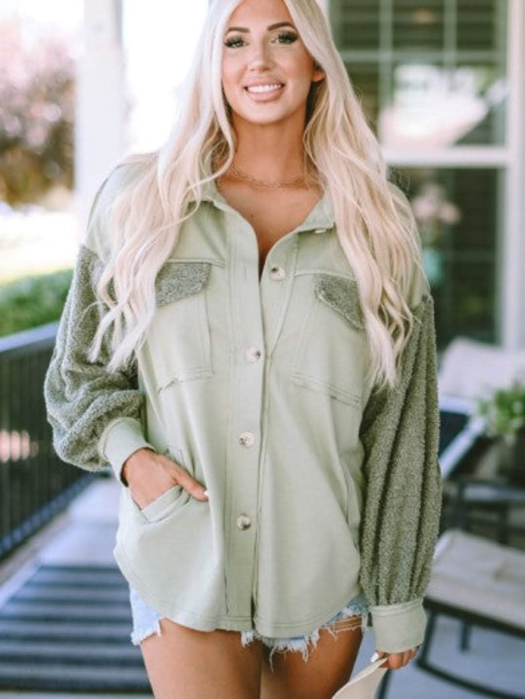 Levoire | Taille Supérieure Vert Avec Coutures Apparentes Et Poches Pour Coudes Pour Femmes Vert