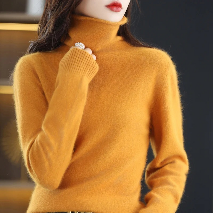 Levoire | Pull à col roulé en cachemire pour femmes Doux pull avec col haut, Design chaud et luxueux Braun