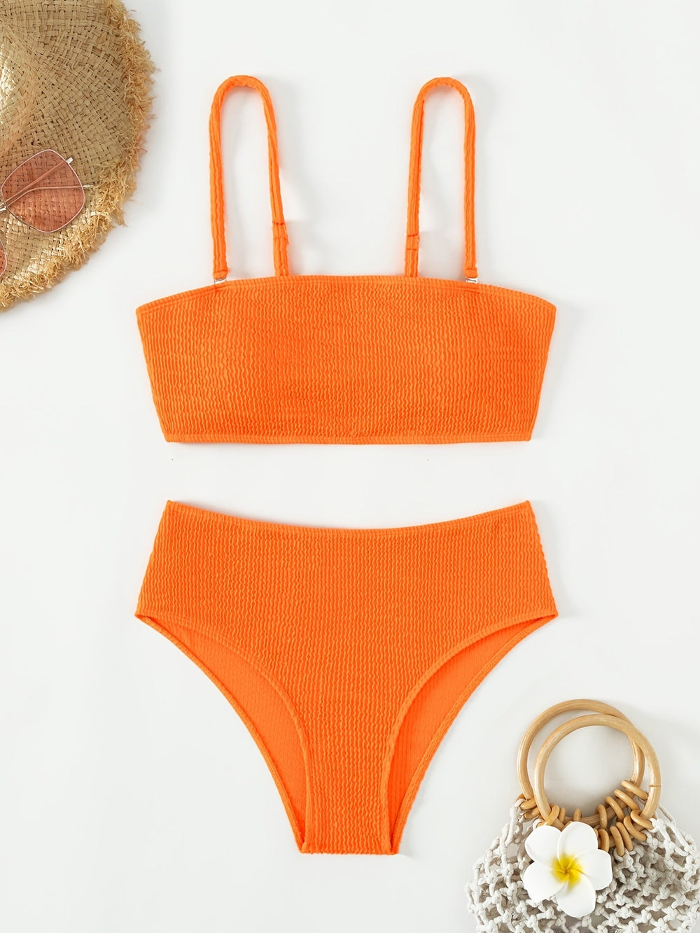 Levoire | Bikinis Rouges À Volants Taille Haute