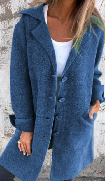 Levoire | Manteau Long Casual Élégant Avec Poches Pratiques Bleu