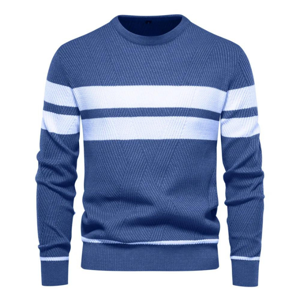 Levoire | Pull Homme Classique Avec Rayures Bleu foncé