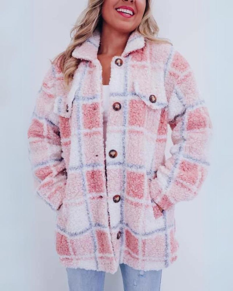 Levoire | Polar Fleece À Carreaux Veste Rosa