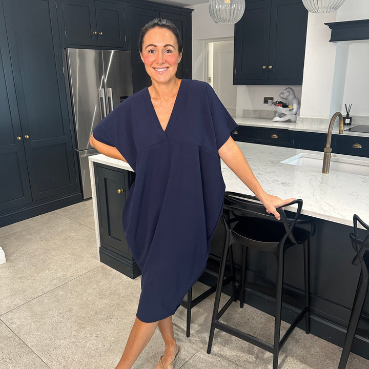 Levoire | Robe Midi Avec Décolleté En V bleu foncé