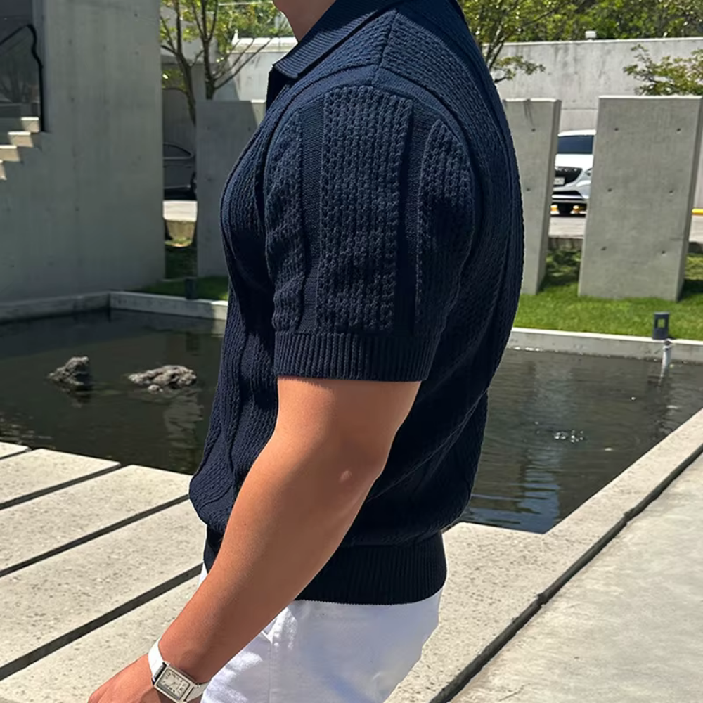 Levoire | T-Shirt en Mesh avec Col Polo