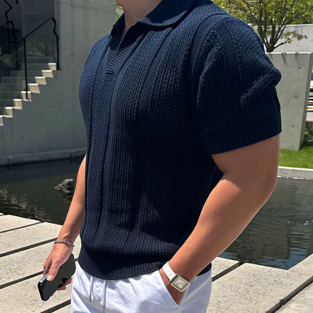Levoire | T-Shirt en Mesh avec Col Polo