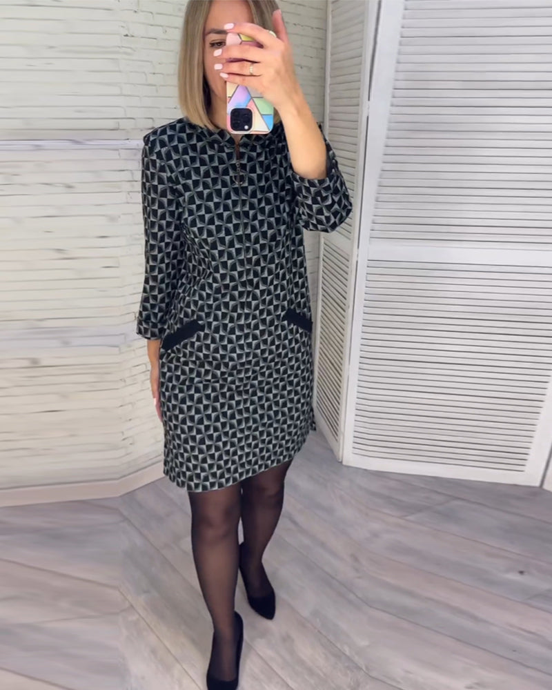 Levoire | Robe Avec Imprimé Diamant Et Manches Longues