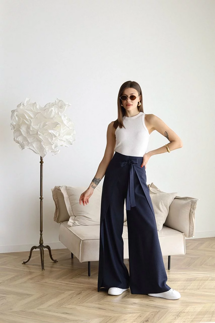 Levoire | Pantalons En Lin Évasés Bleu