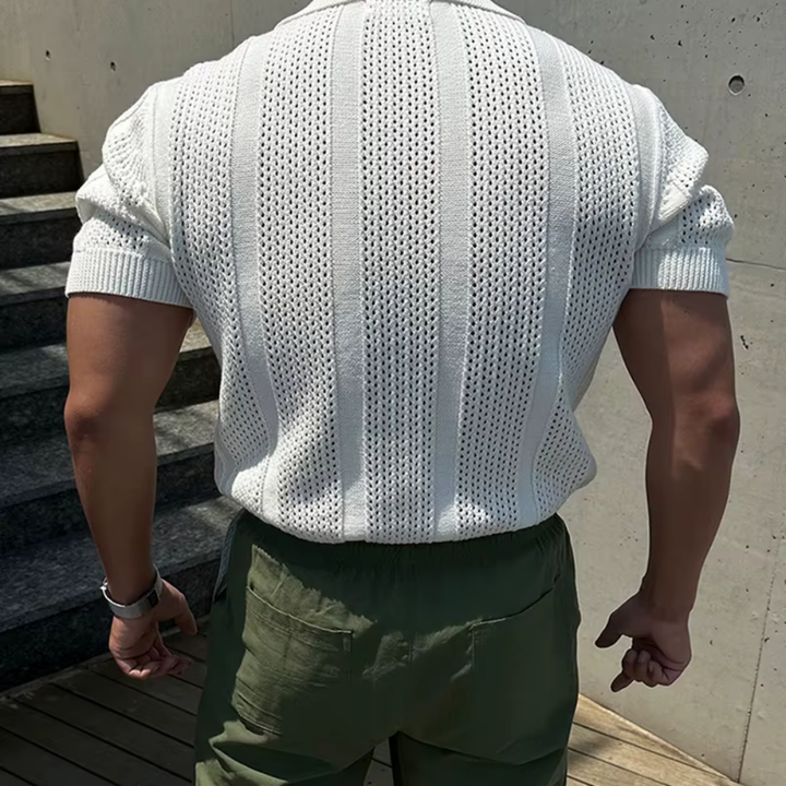 Levoire | T-Shirt en Mesh avec Col Polo