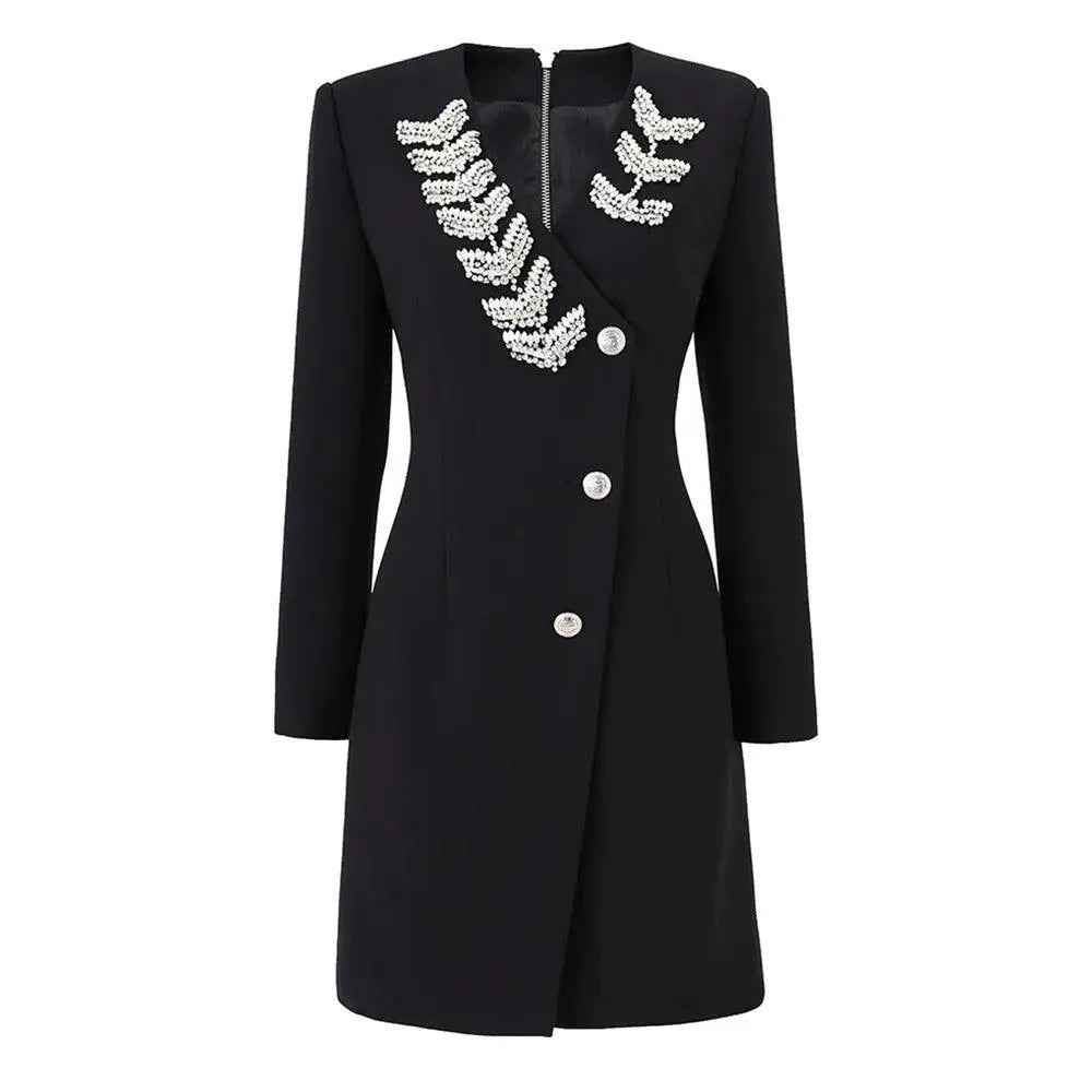 Levoire | Robe Femme À Manches Longues Et Décolleté En V Noir