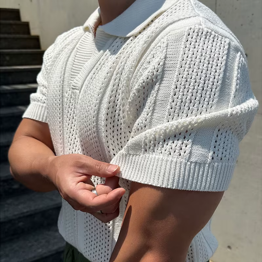 Levoire | T-Shirt en Mesh avec Col Polo