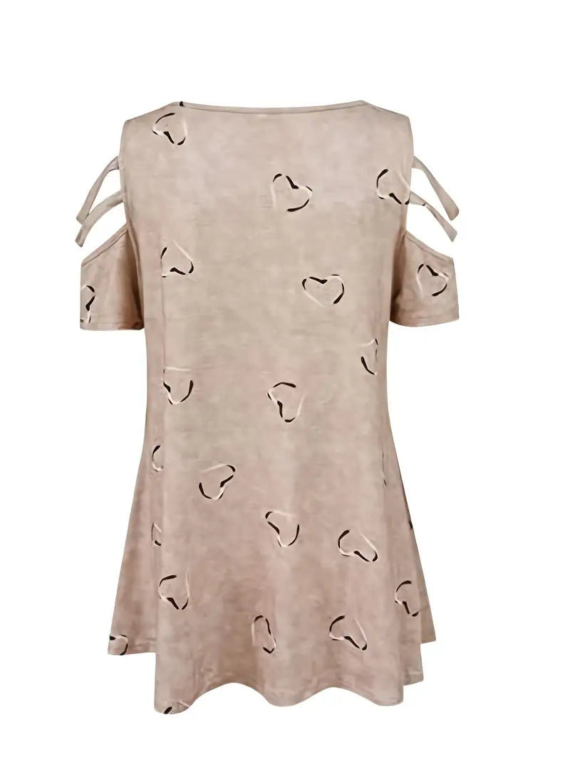 Levoire | T-Shirt Manches Courtes Motif Cœur Décolleté V