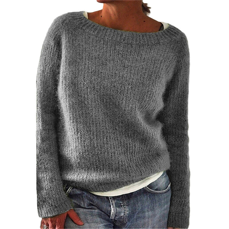 Levoire | Pull Élégant Avec Col Rond Pour Femmes Gris