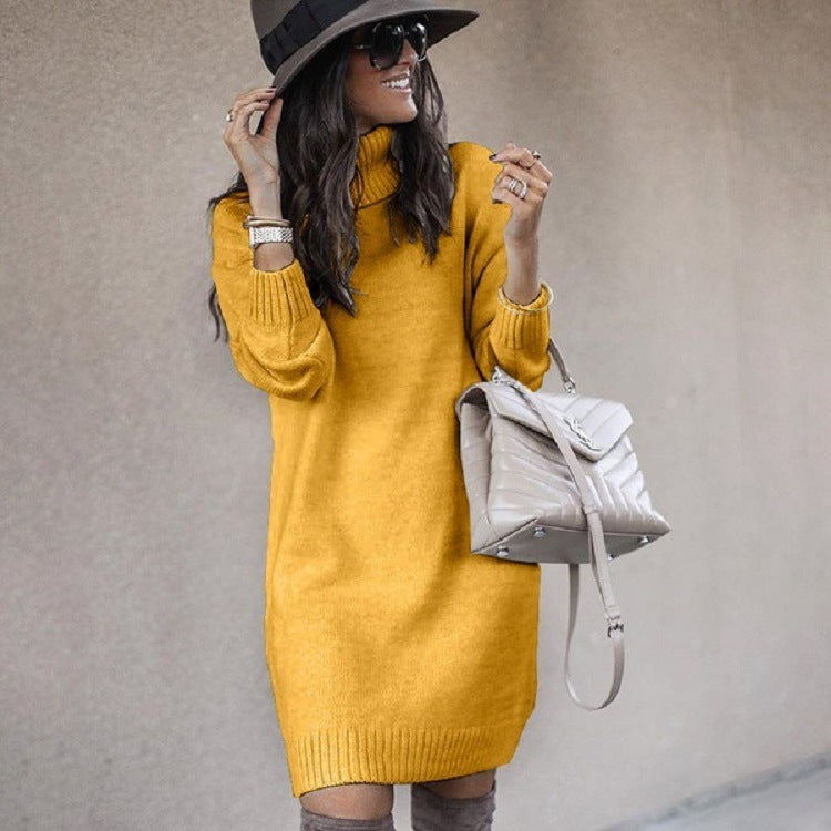 Robe en tricot décontractée pour femmes avec col haut Levoire