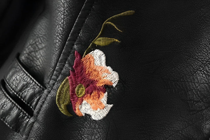 Levoire | Veste en cuir avec broderie de fleurs